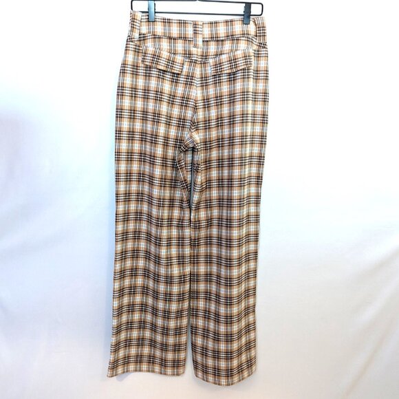 Hollister	| High Rise Baggy Fit Brown Tan Plaid Trouser Pants | Size 26 - Picture 5 of 11